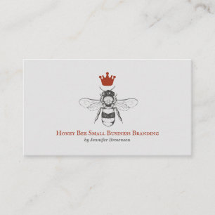 Tarjeta De Visita Reina Abeja Corona Panal Gris