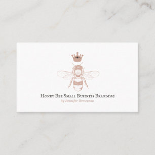 Tarjeta De Visita Reina abeja corona panal rosa