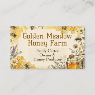 Tarjeta De Visita Reina Abeja de Miel Granja Apiario Rústico Dorado 
