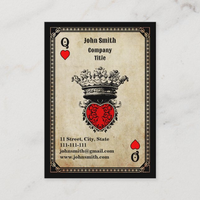 Tarjeta De Visita Reina del corazón grunge (Anverso)