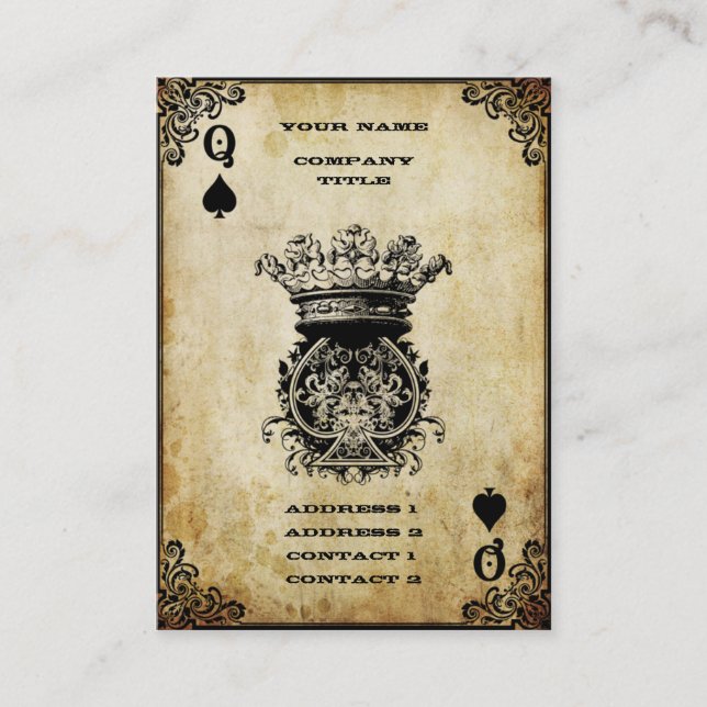 Tarjeta De Visita Reina del Grunge de espadas (Anverso)