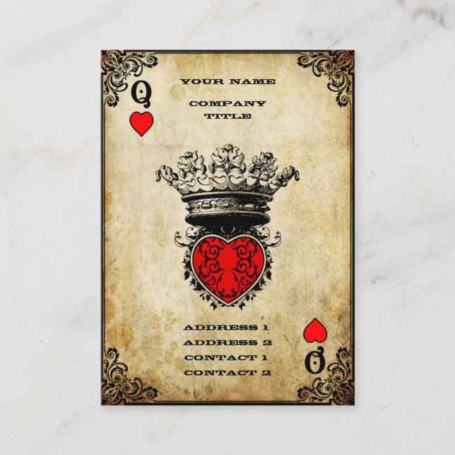 Tarjeta De Visita Reina Grunge de los corazones (Anverso)