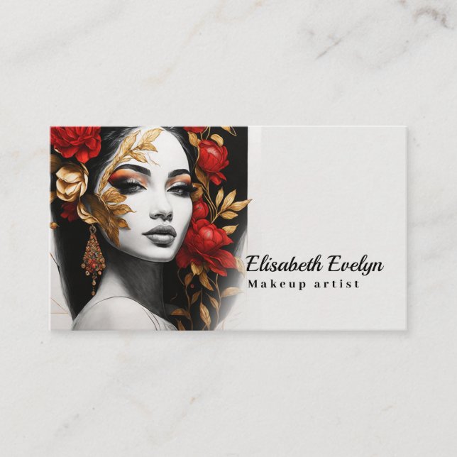 Tarjeta De Visita Reina roja en un jardín dorado t686 (Anverso)