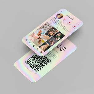 Tarjeta De Visita Rejilla de Instagram holográfica de artista de uña