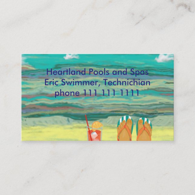 Tarjeta De Visita Relajándose en la playa, personalizable (Anverso)