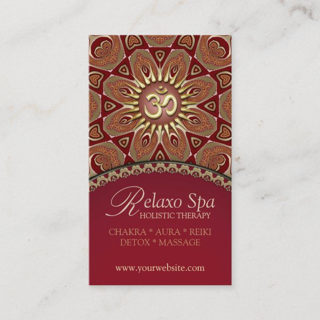 Tarjeta De Visita Relaxo Spa Yoga Om New Age Business Cards (Anverso)