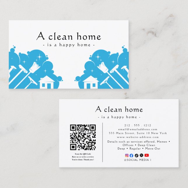 Tarjeta De Visita Reliable Cleaning (Anverso / Reverso)