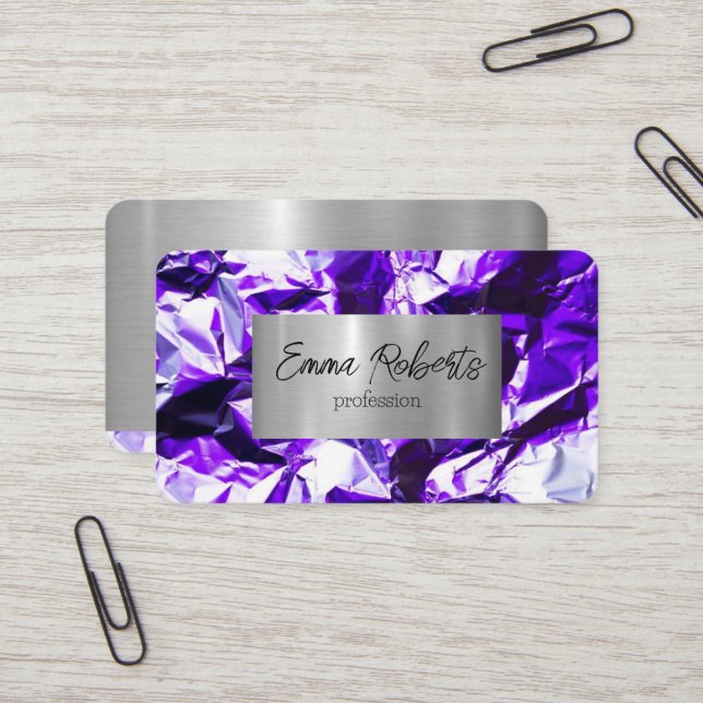 Tarjeta De Visita Relieve metalizado de aluminio violáceo intenso y  (Anverso/Reverso In Situ)