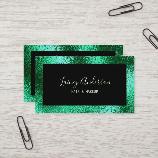 Tarjeta De Visita Relieve metalizado de lujo simple trendy faux metá (Anverso/Reverso In Situ)