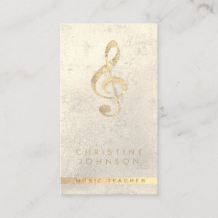 Tarjeta De Visita Relieve metalizado de oro falso treble clef profes