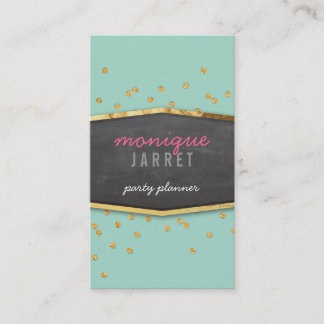 Tarjeta De Visita Relieve metalizado de oro GLAMOROUS purpurina de c