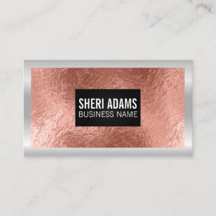 Tarjeta De Visita Relieve metalizado de oro rosa           Borde met