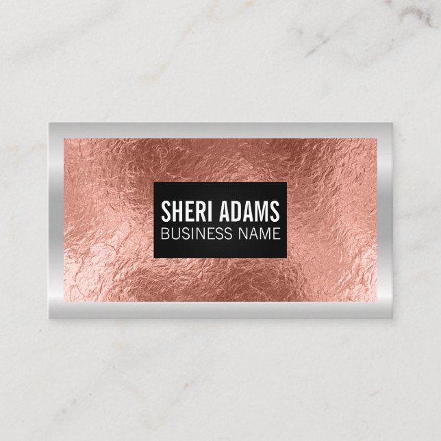 Tarjeta De Visita Relieve metalizado de oro rosa         | Borde met (Anverso)