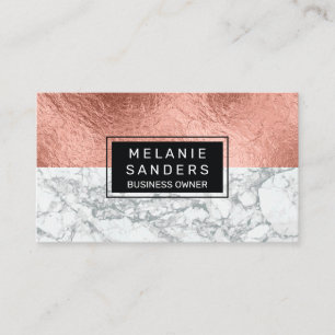Tarjeta De Visita Relieve metalizado de oro rosa           Mármol