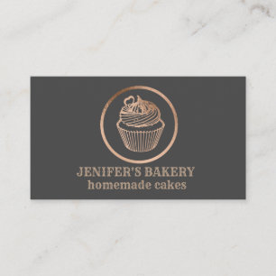 Tarjeta De Visita Relieve metalizado de oro rosa moderno pastelería 