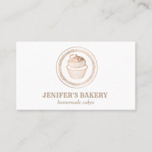 Tarjeta De Visita Relieve metalizado de oro rosa moderno pastelería 