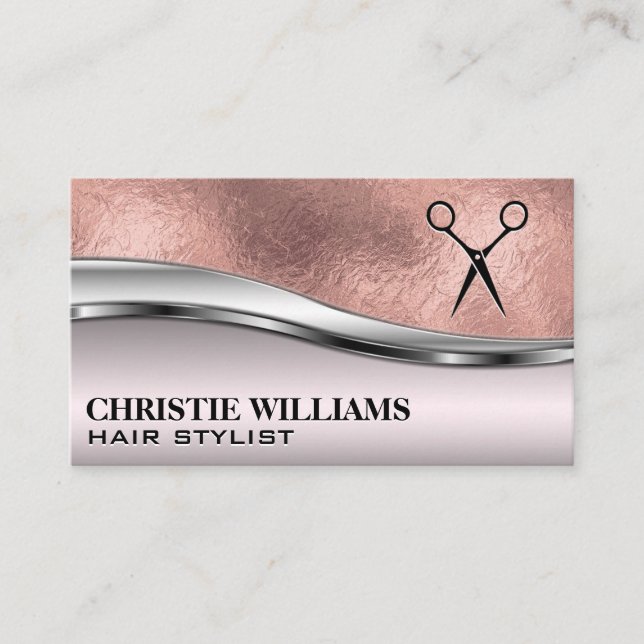 Tarjeta De Visita Relieve metalizado de oro rosa         | Salon She (Anverso)