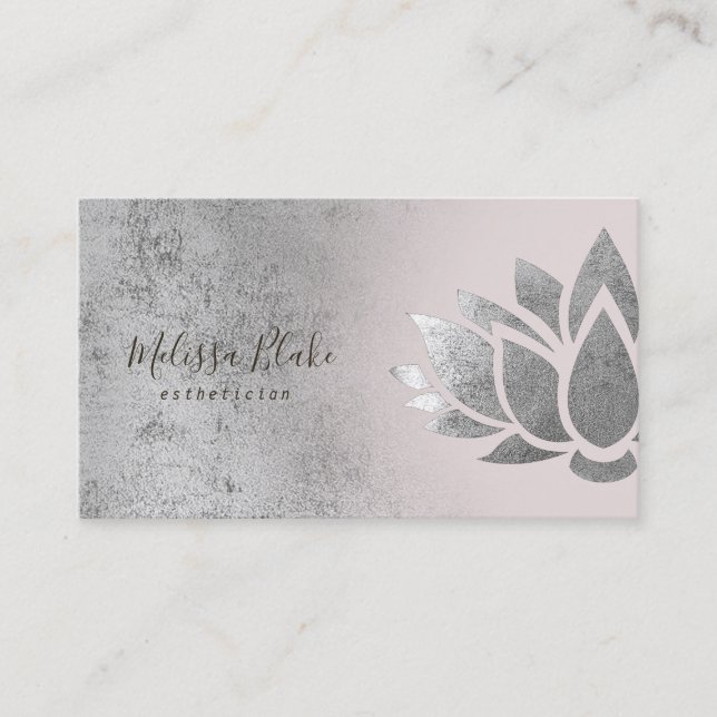 Tarjeta De Visita Relieve metalizado de plata gris falso (Anverso)