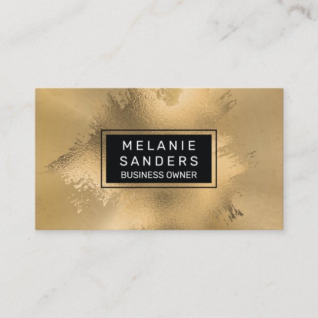 Tarjeta De Visita Relieve metalizado dorado artístico | Fondo metáli (Anverso)