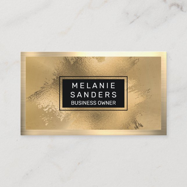 Tarjeta De Visita Relieve metalizado dorado artístico | Oro metaliza (Anverso)
