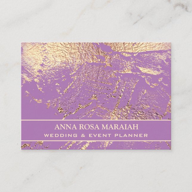 Tarjeta De Visita ** Relieve metalizado dorado Boda de belleza viole (Anverso)