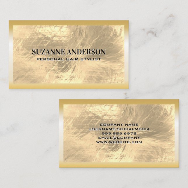 Tarjeta De Visita Relieve metalizado dorado cepillado (Anverso / Reverso)