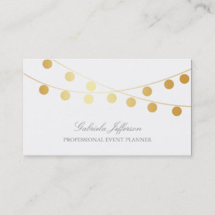 Tarjeta De Visita Relieve metalizado dorado Confetti String Lights E