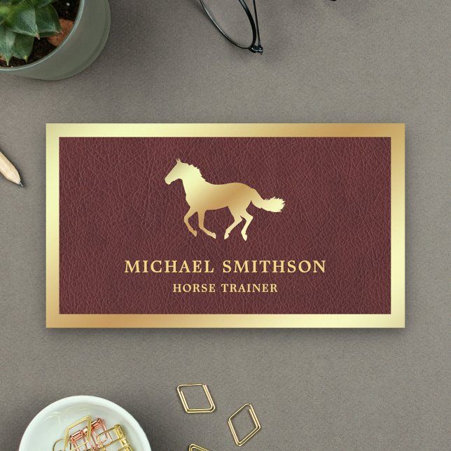 Tarjeta De Visita Relieve metalizado dorado de cuero marrón Instruct (Subido por el creador)