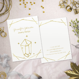 Tarjeta De Visita Relieve metalizado dorado de diseño de joyas geomé