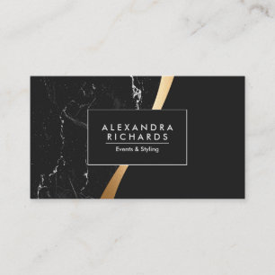 Tarjeta De Visita Relieve metalizado Dorado de Mármol Negro
