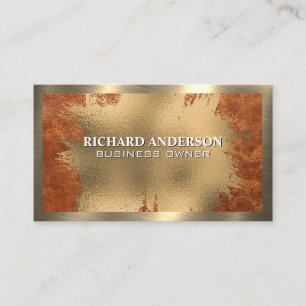 Tarjeta De Visita Relieve metalizado dorado de moda   Cuero marrón  
