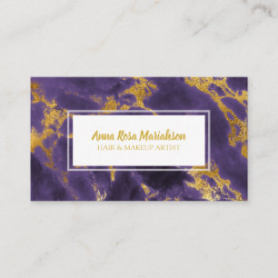Tarjeta De Visita *~* Relieve metalizado dorado de Moda Morado Mármo