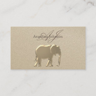 Tarjeta De Visita Relieve metalizado dorado elefante profesional ele