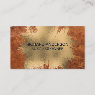 Tarjeta De Visita Relieve metalizado dorado elegante de Moda   Cuero