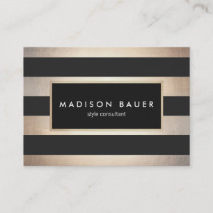 Tarjeta De Visita Relieve metalizado dorado elegante moderno rayado 