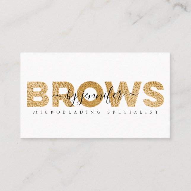 Tarjeta De Visita Relieve metalizado dorado especializado Brows Tipo (Anverso)