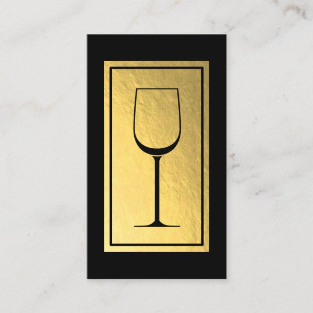Tarjeta De Visita Relieve metalizado dorado Faux de Wine Bartender S (Anverso)