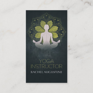 Tarjeta De Visita Relieve metalizado dorado Mandala Floral & Yoga Me