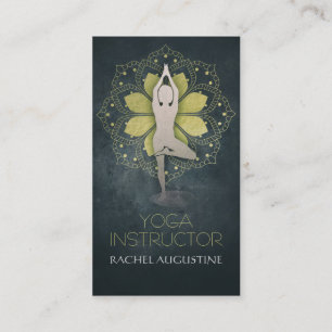 Tarjeta De Visita Relieve metalizado dorado Mandala Floral & Yoga Me