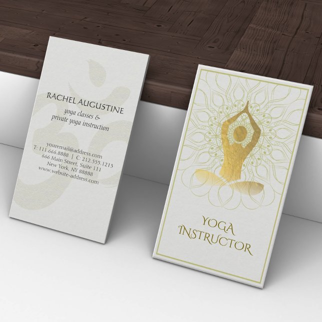 Tarjeta De Visita Relieve metalizado dorado Mandala Floral Yoga Medi (Subido por el creador)