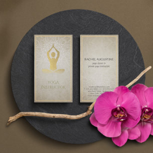 Tarjeta De Visita Relieve metalizado dorado Mandala Postura de Medit