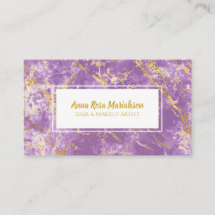 Tarjeta De Visita *~* Relieve metalizado dorado Marble Púrpura Moda