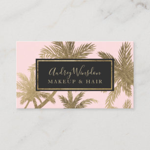 Tarjeta De Visita Relieve metalizado dorado moderno de palma rosa Ma
