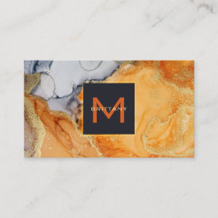 Tarjeta De Visita Relieve metalizado dorado Monograma Amber Gray Per