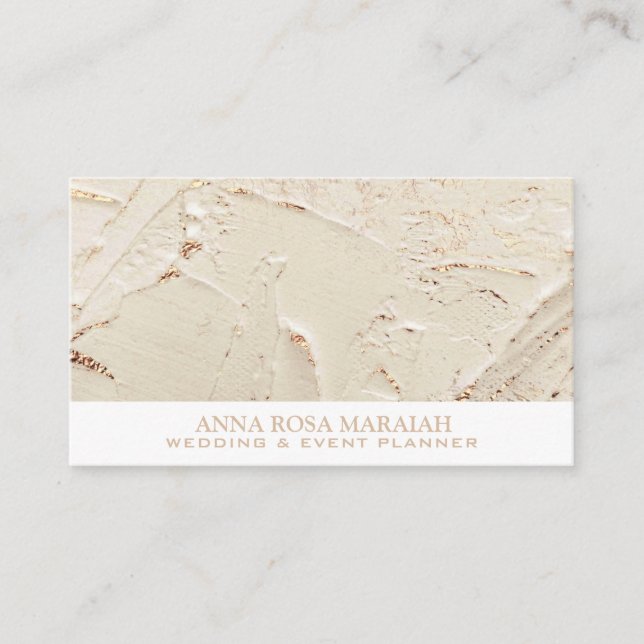 Tarjeta De Visita *~ Relieve metalizado dorado Pastel Boda Elegante  (Anverso)