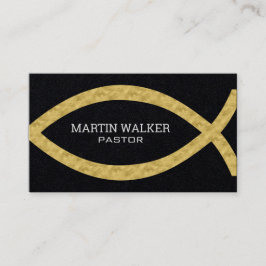 Tarjeta De Visita Relieve metalizado dorado Pescado Cristiano Religi