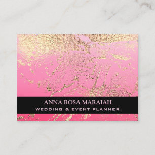 Tarjeta De Visita *~* Relieve metalizado dorado PINK Boda de belleza