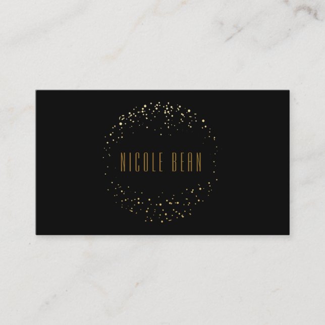 Tarjeta De Visita Relieve metalizado dorado puntos Circle Emblem Bla (Anverso)