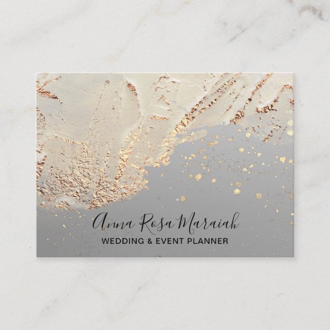 Tarjeta De Visita *~* Relieve metalizado dorado Purpurina Boda de Be (Anverso)