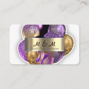 Tarjeta De Visita Relieve metalizado dorado real blanco de globos mo